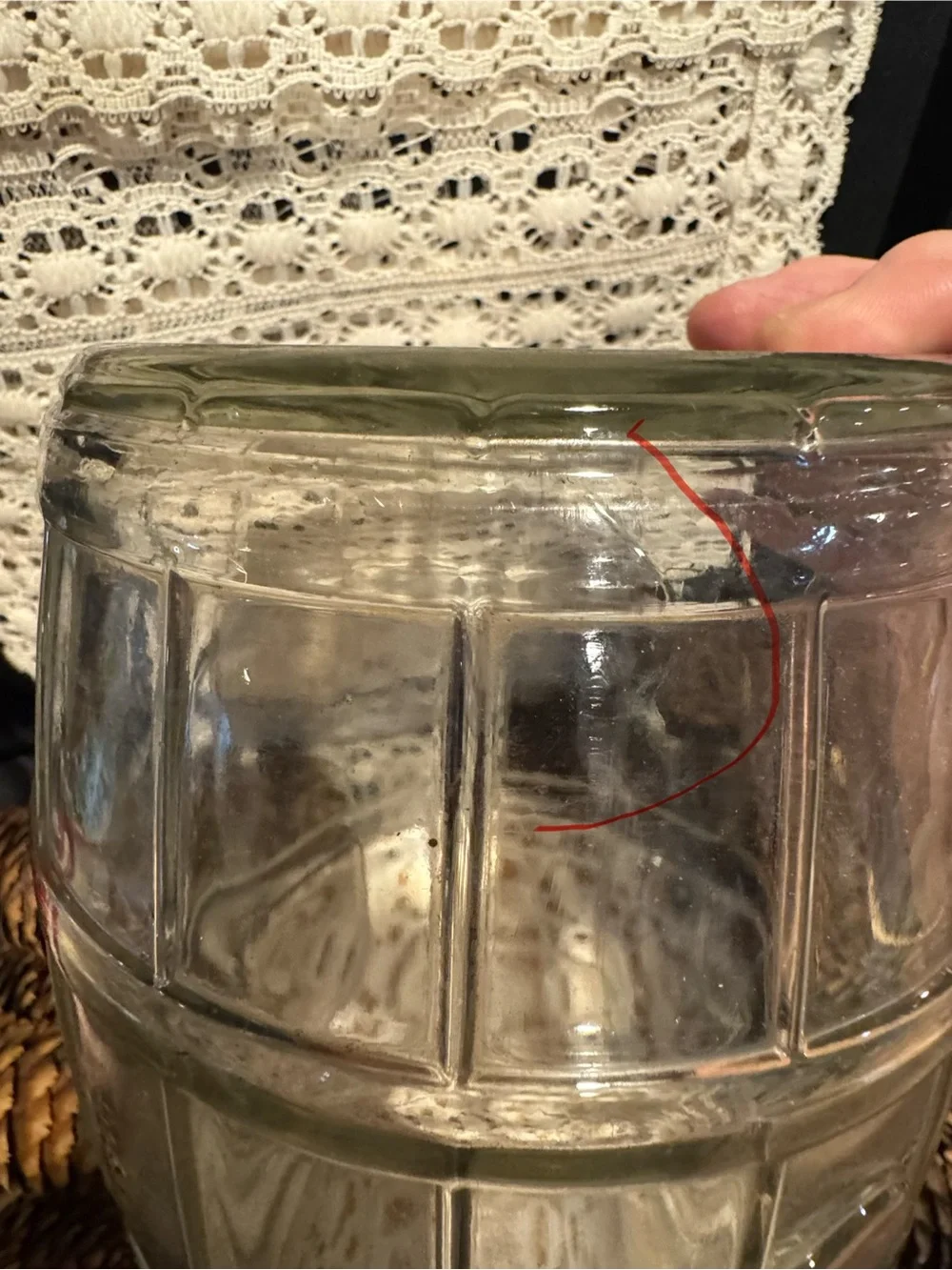 Vintage Barrel Shaped Glass Jar with Real Pine Cones